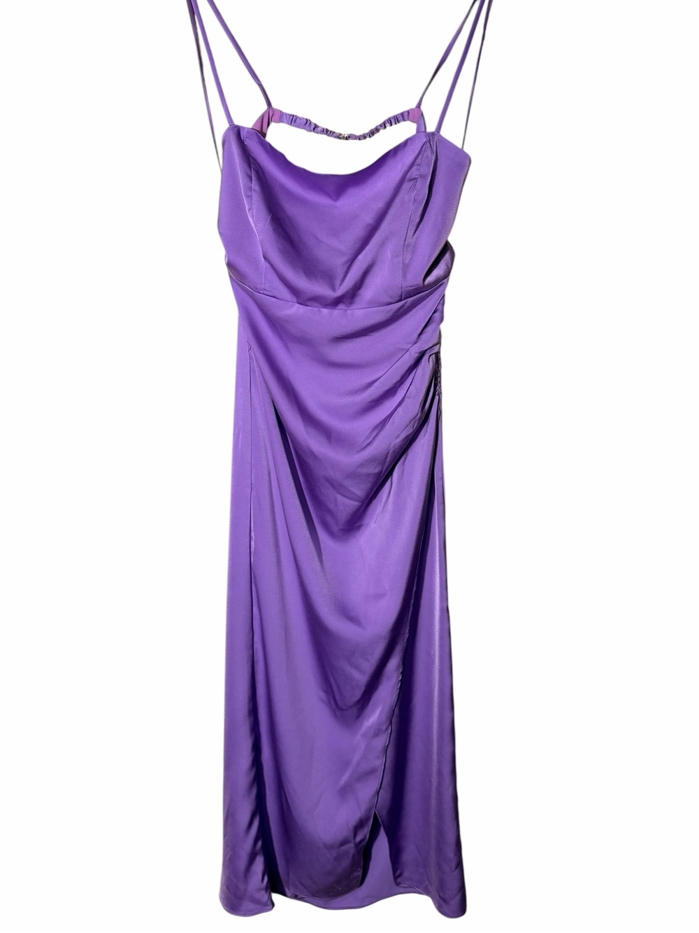 Emory park Violet Satin Cowl Neck Slip Dress With Slit